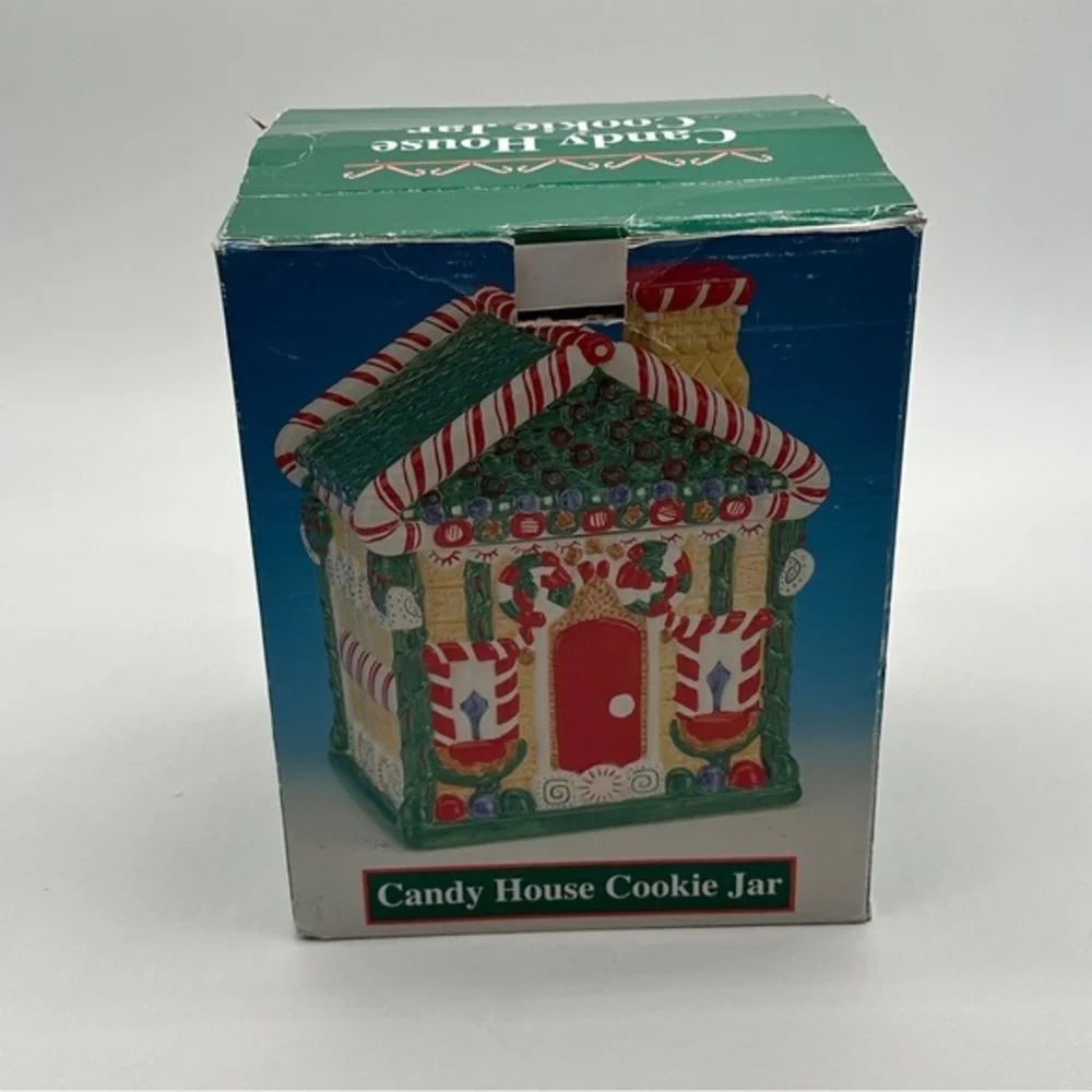Christmas Gingerbread House Cookie Jar Ceramic In‎ Original Box Xmas Baking